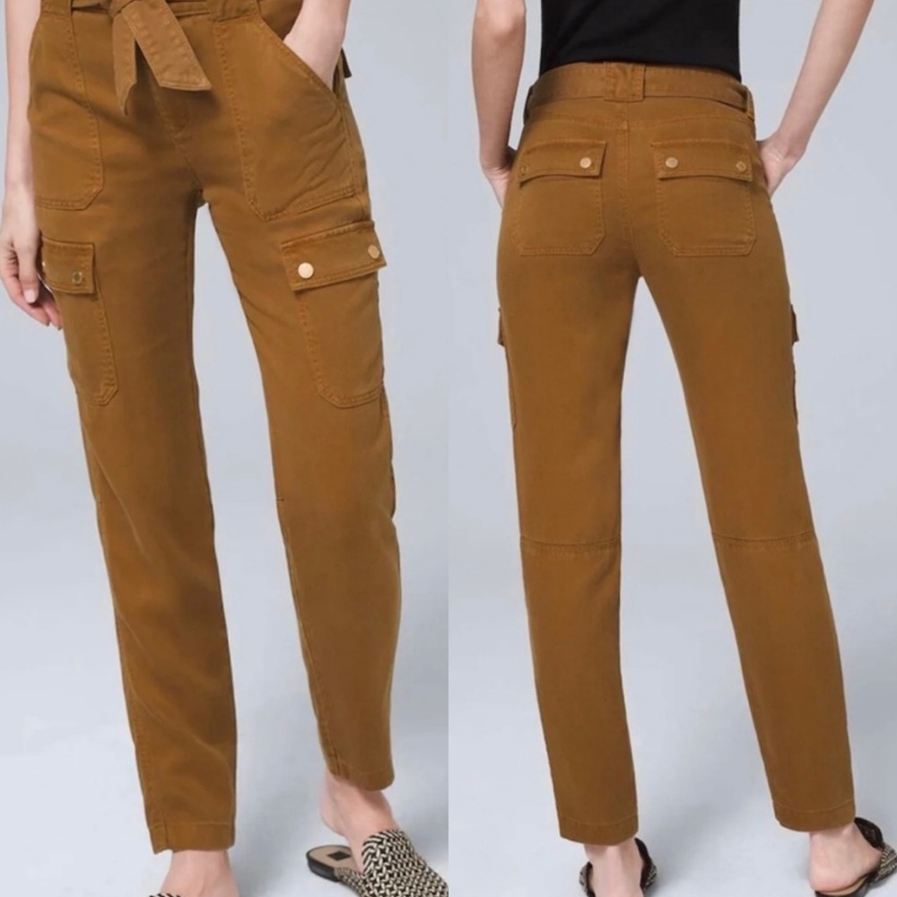 White House Black Market Bronze Brown Straight Ankle Cargo Pants Size 4R